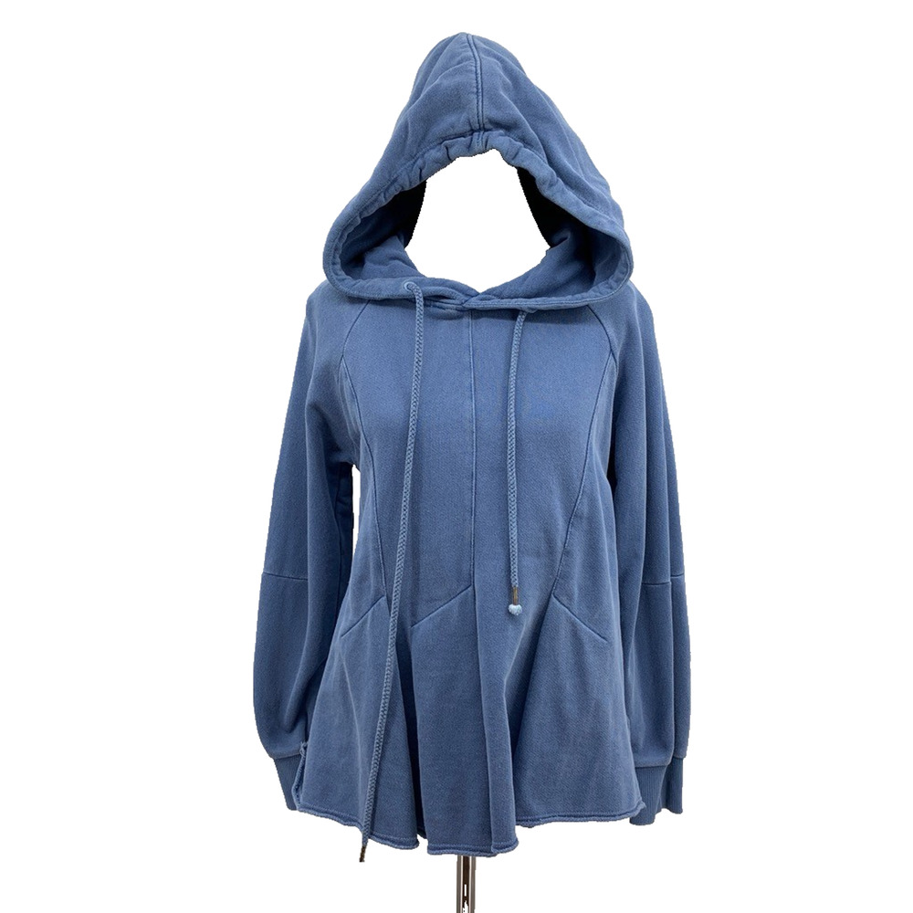 Pilcro & The Letterpress Hoodie Womens XS Extra Small Shark Flynn Pleated Peplum